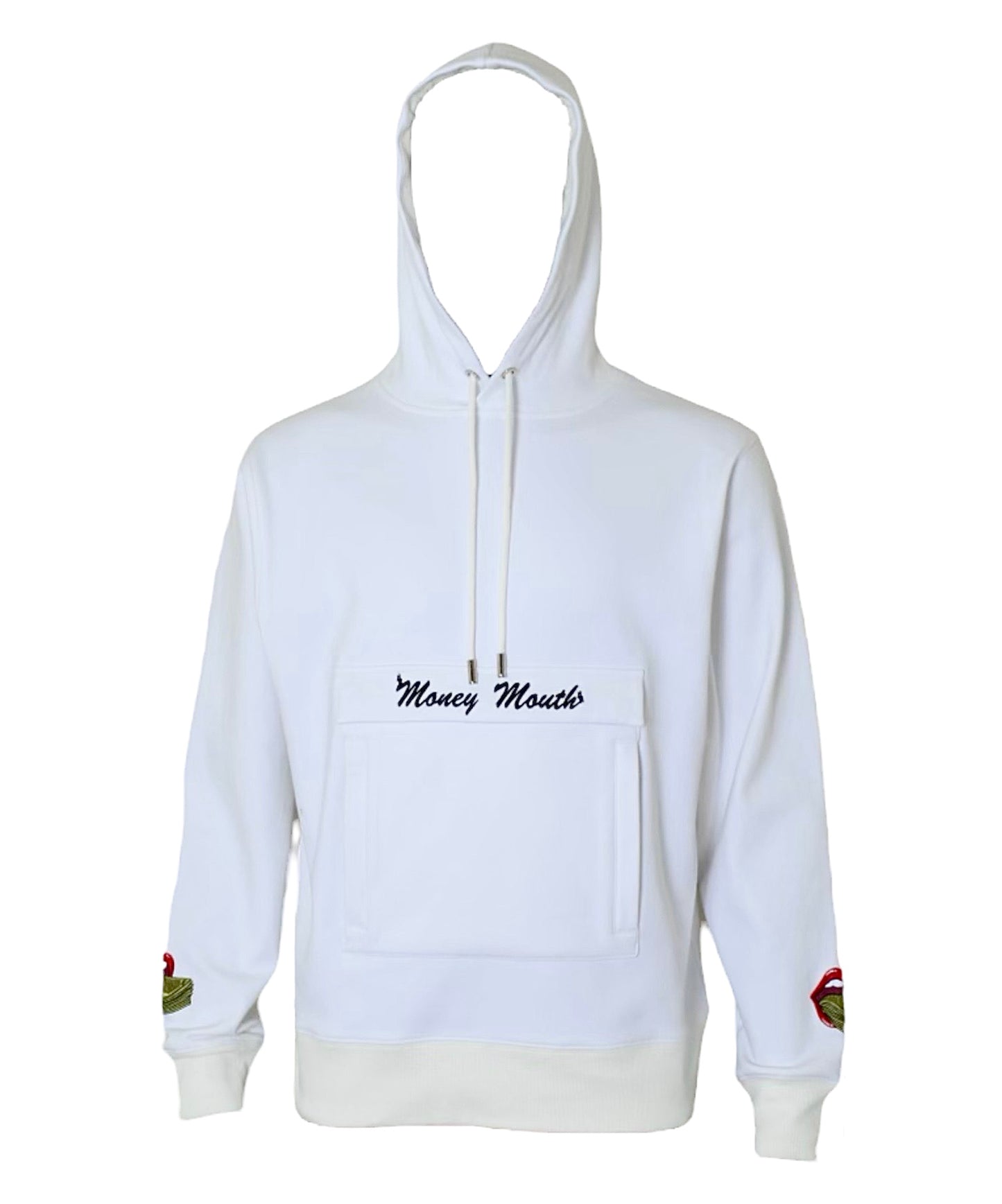 Premium White Velvet-Lined Hoodie w/ Pouch