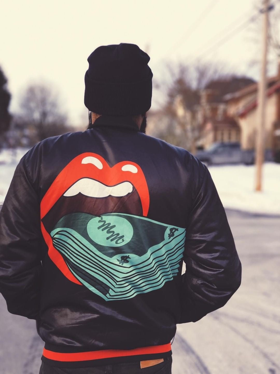 Button-Up Satin Logo Jacket