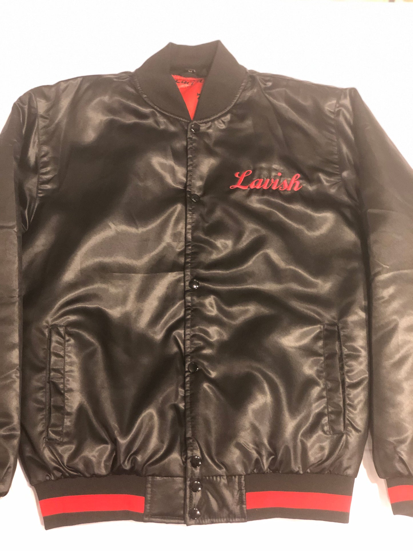 Button-Up Satin Logo Jacket